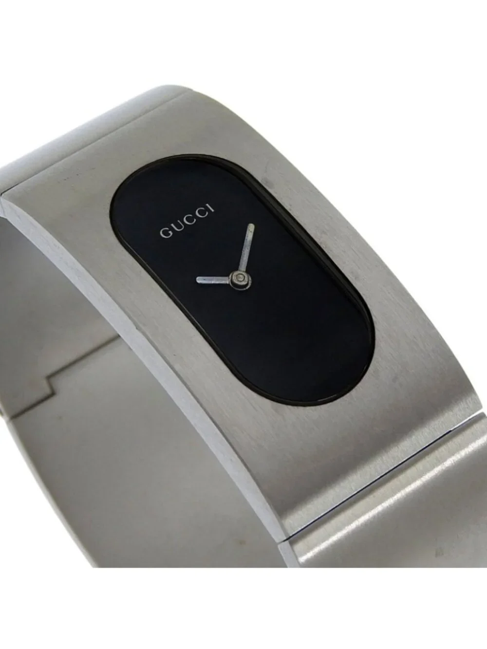 Gucci Stainless Steel Quartz Analog Display Black Dial Watch